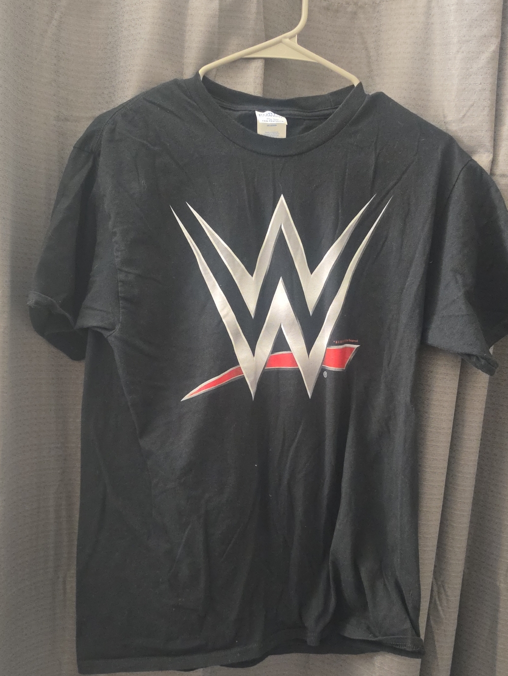 WWE Black Tee with Silver and Red Logo